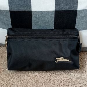 Longchamp Black Nylon Travel Toiletries Cosmetic Bag